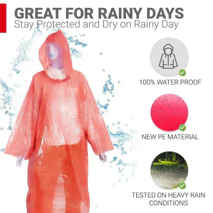 Unisex Disposable Rain Card for Emergency Use Waterproof Rain with Smallest Pocket Size (pack of 5)