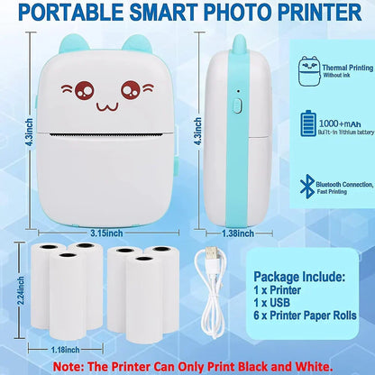 Mini Portable Thermal Printer Wireless Bluetooth Printer